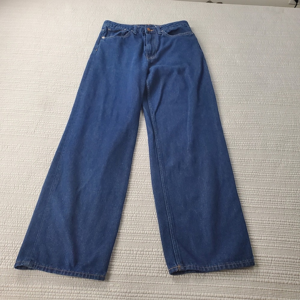 H&M Divided Wide Leg Jeans Women Size 8 Blue Denim High Waisted Relaxed Baggy
